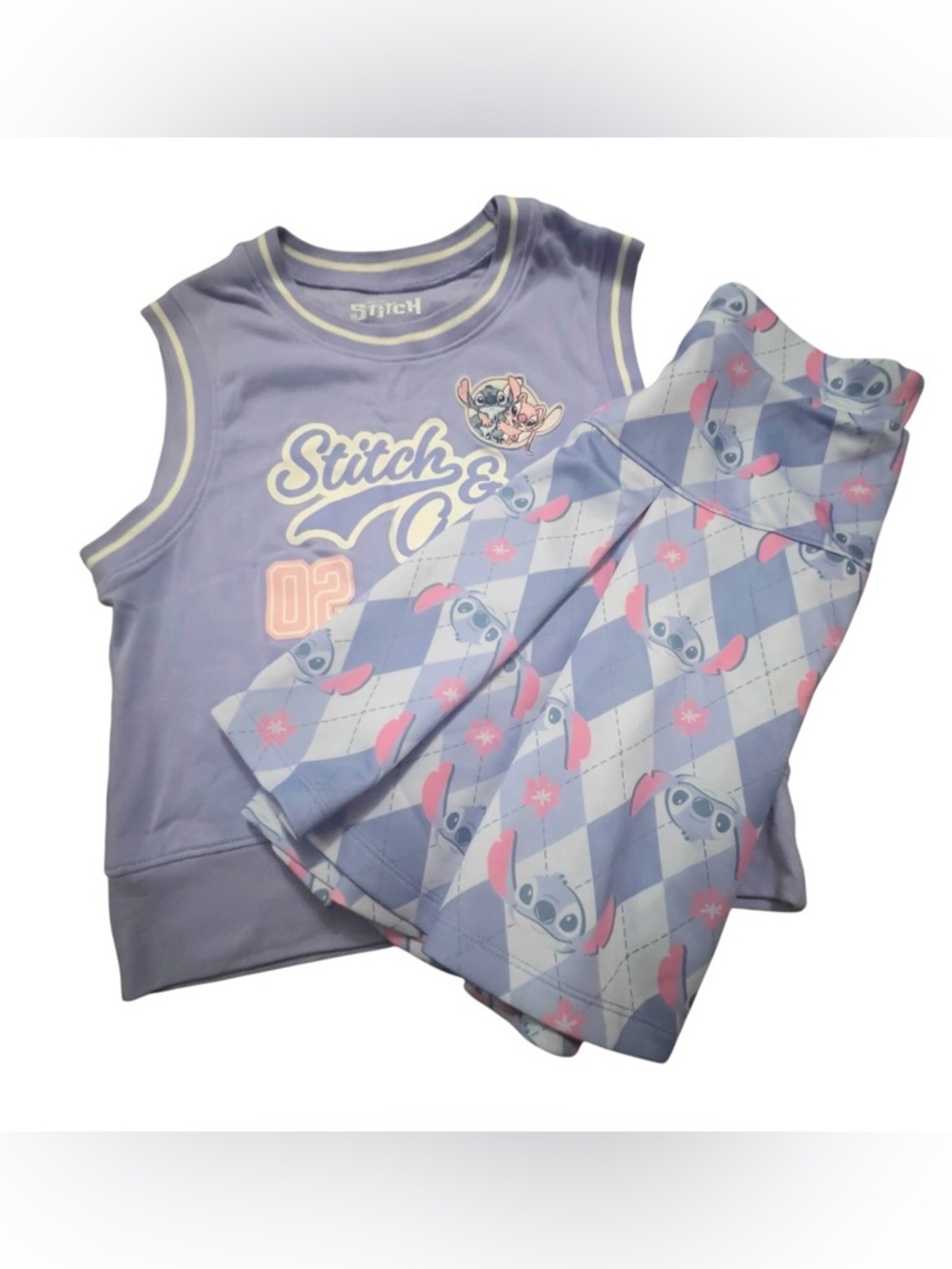 Disney Lavender Stitch Pajama Set with Pink Accents